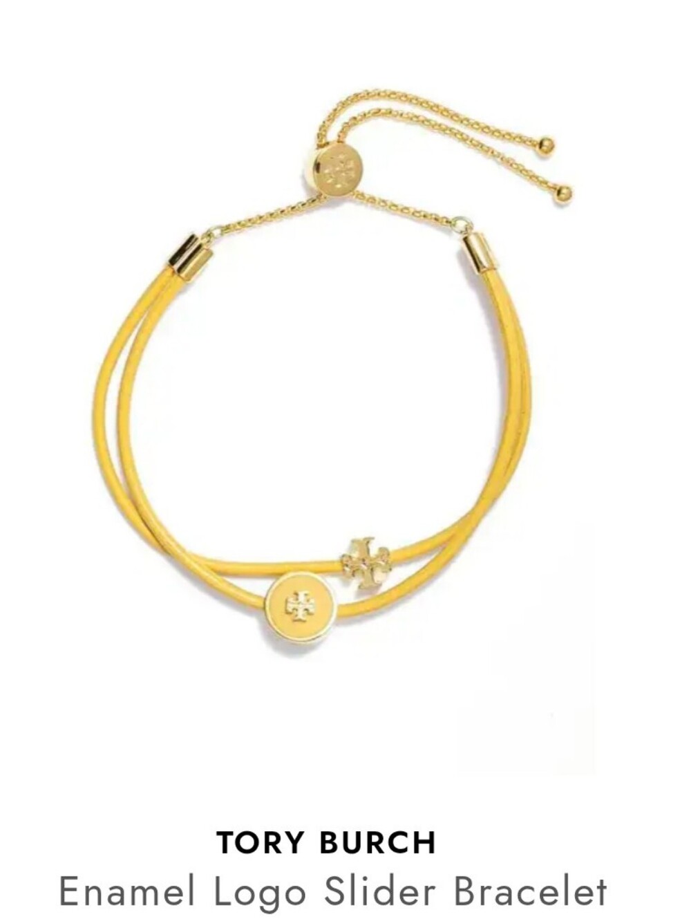 Tory Burch Yellow Double-Strand Logo Slider Bracelet with Gold-Tone Hardware - Picture 3 of 5